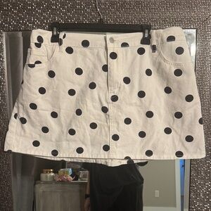 SHEIN White and Black Polka Dot Mini Skirt